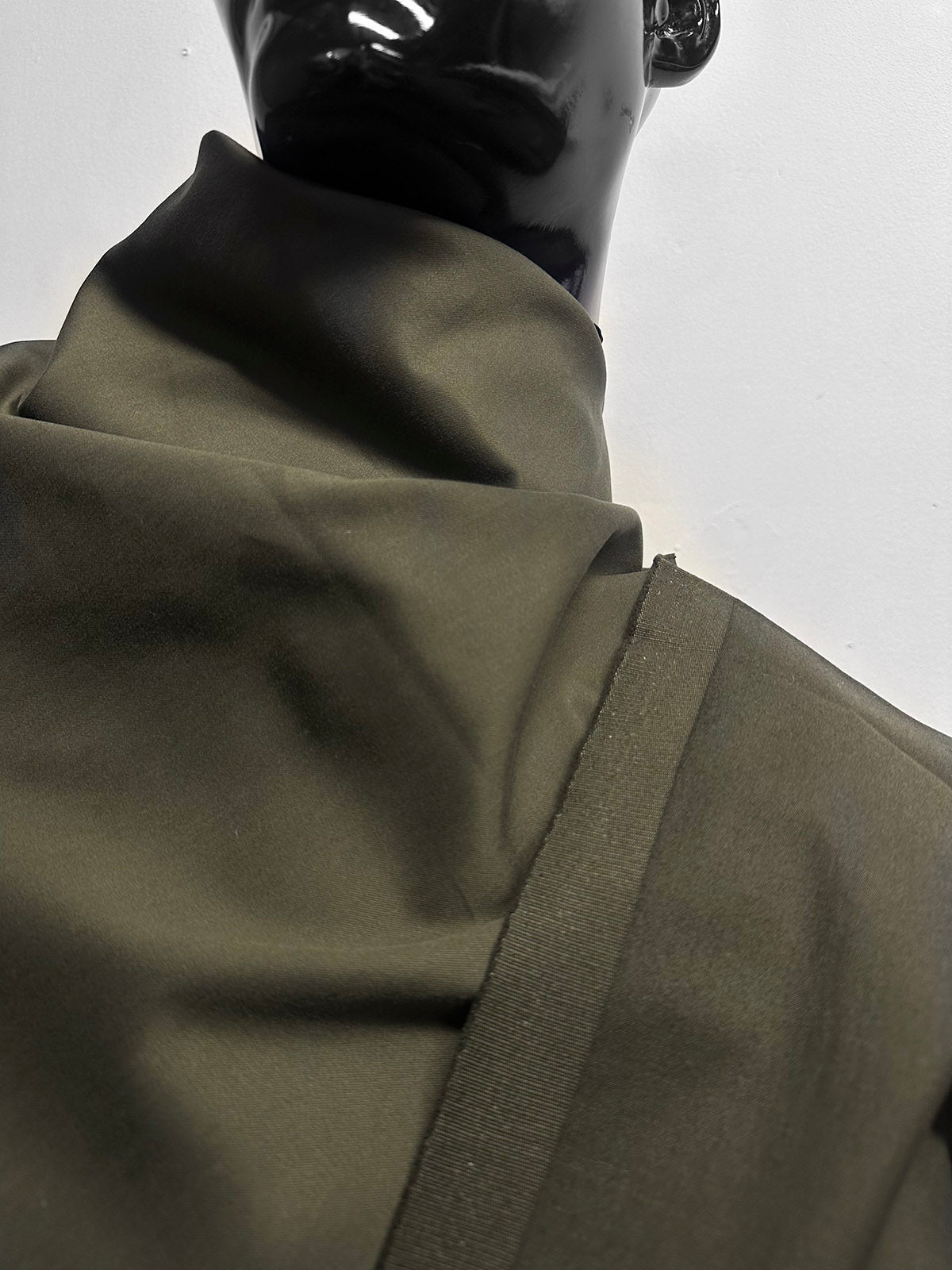 Italian Olive Green Brushed Sateen Cotton Lycocell Pant Weight Fabric - L'Etoffe Fabrics LLC