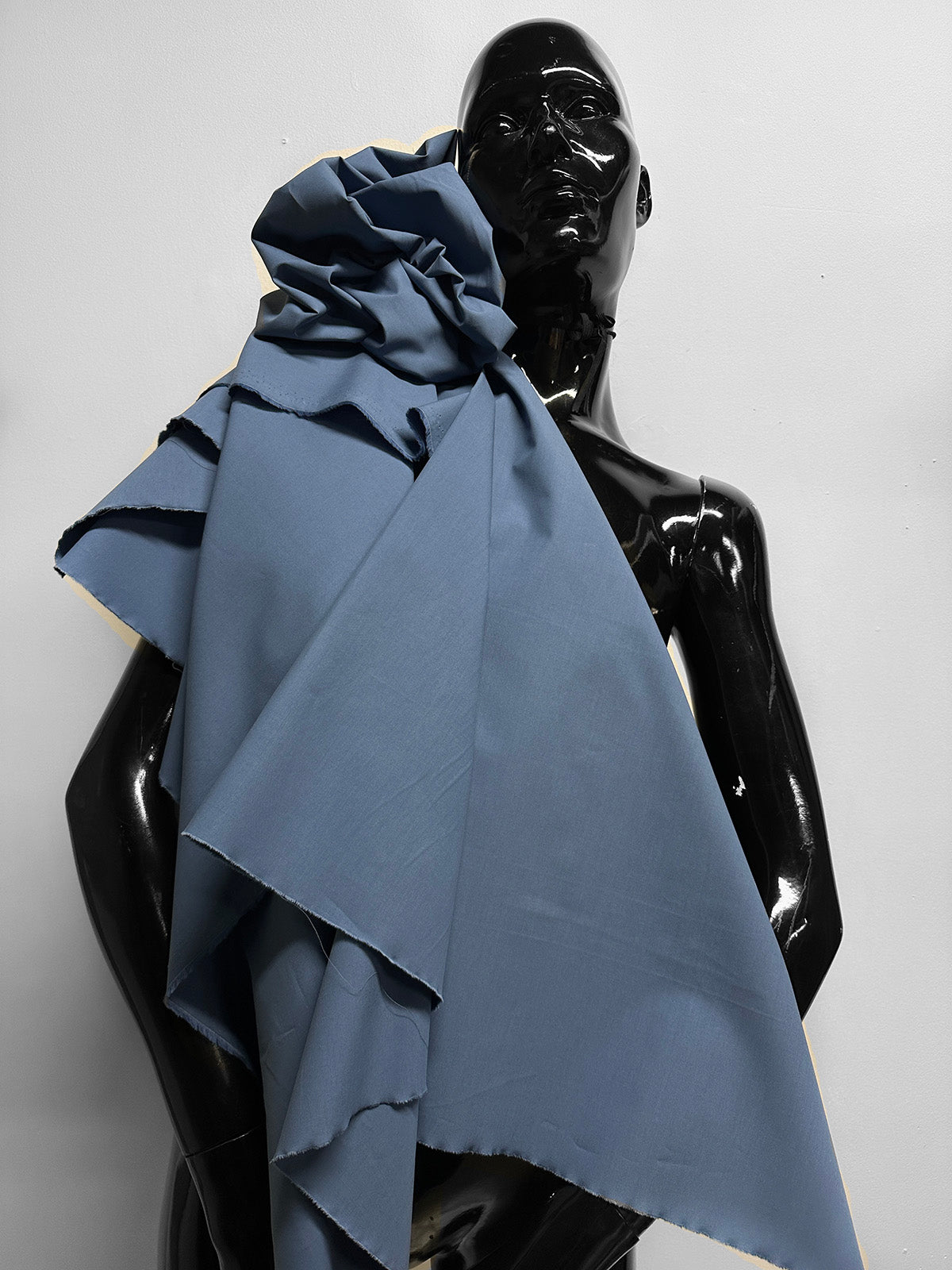 Italian Organic Cotton Shirting Blue Stone - L'Etoffe Fabrics LLC