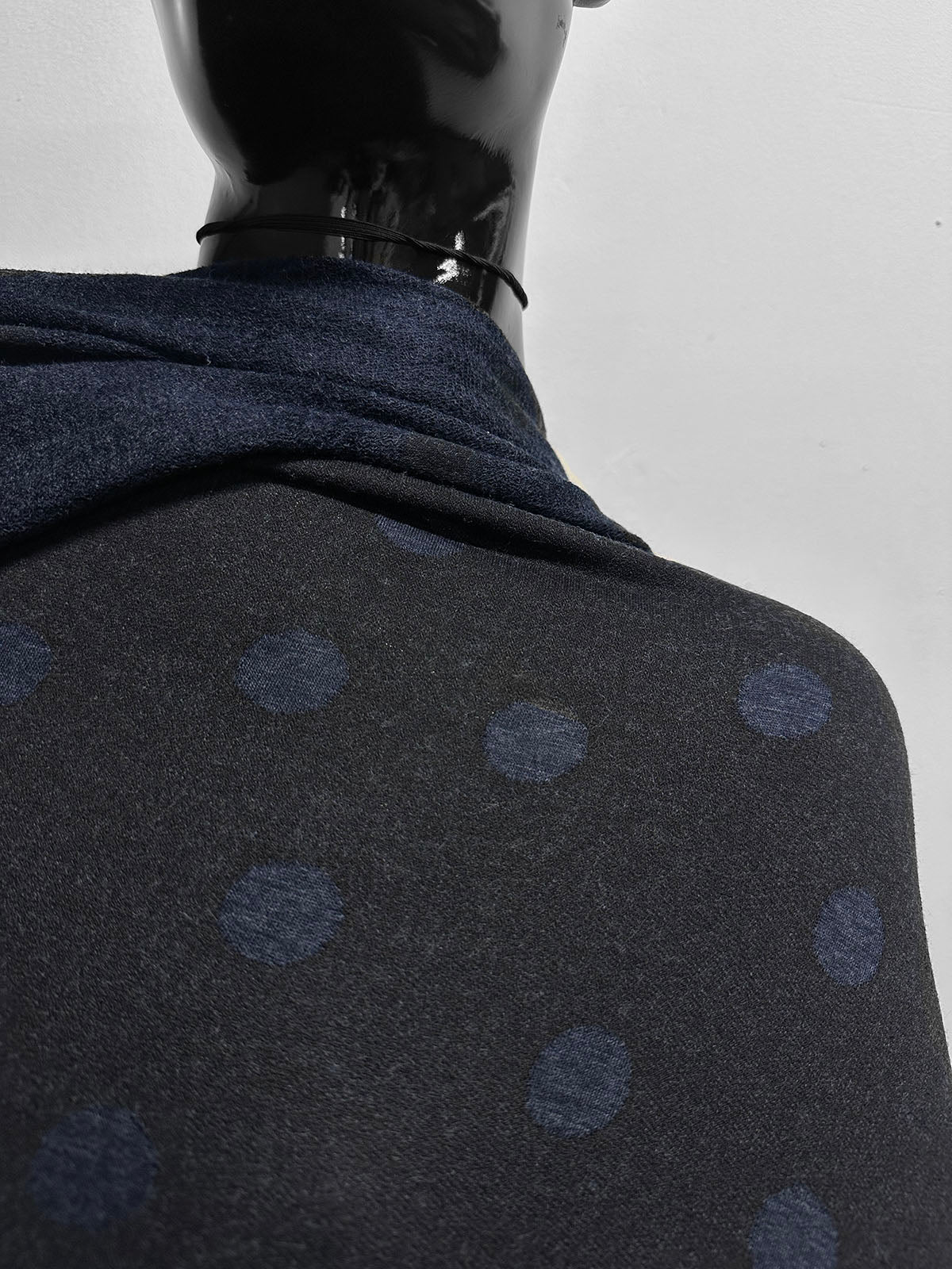 Italian Polka Dot Soft Drape Wool Blend Jersey Blue - L'Etoffe Fabrics LLC