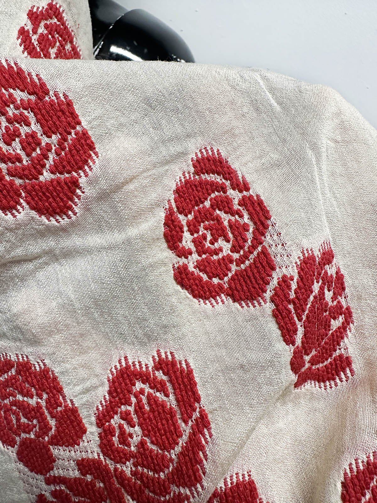 Italian Red Roses Jacquard Garden Party - L'Etoffe Fabrics LLC