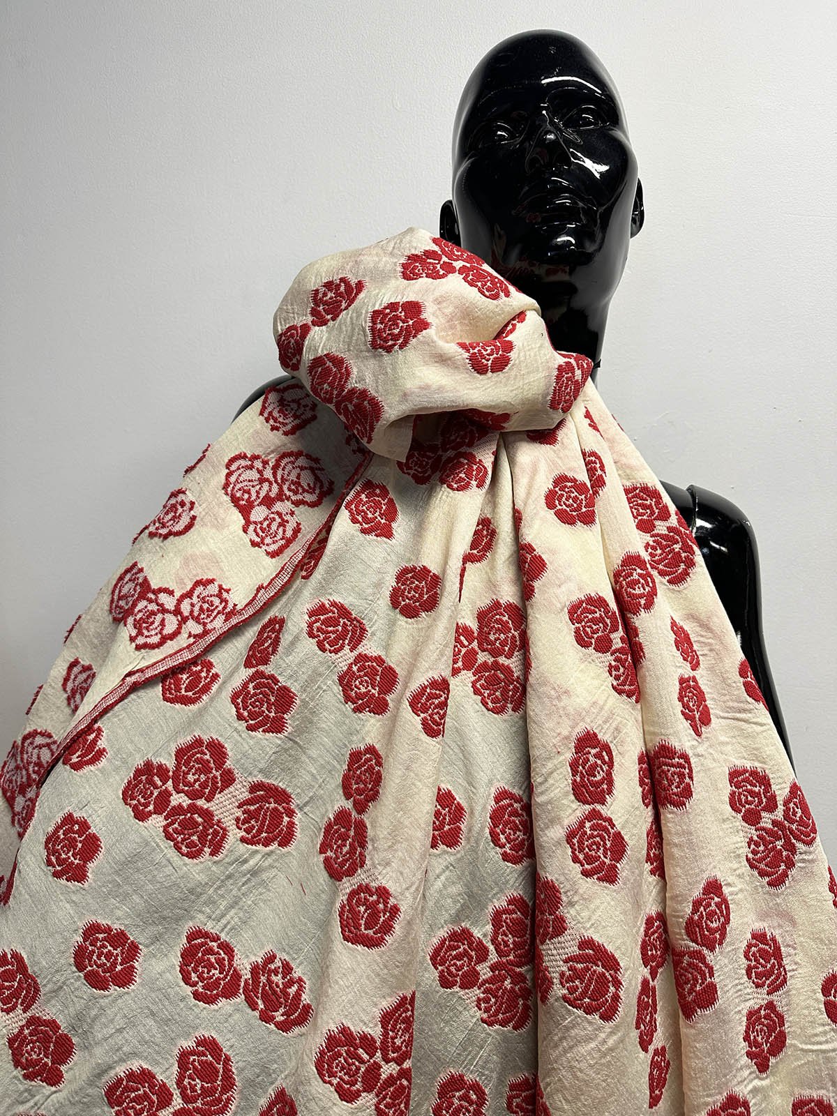 Italian Red Roses Jacquard Garden Party - L'Etoffe Fabrics LLC