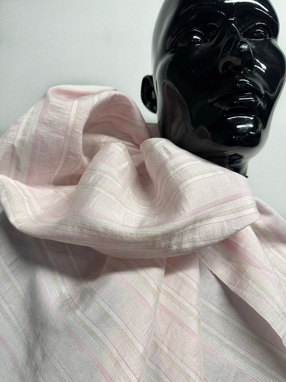 Italian Silk Viscose Textured Striped Shirting - L'Etoffe Fabrics LLC