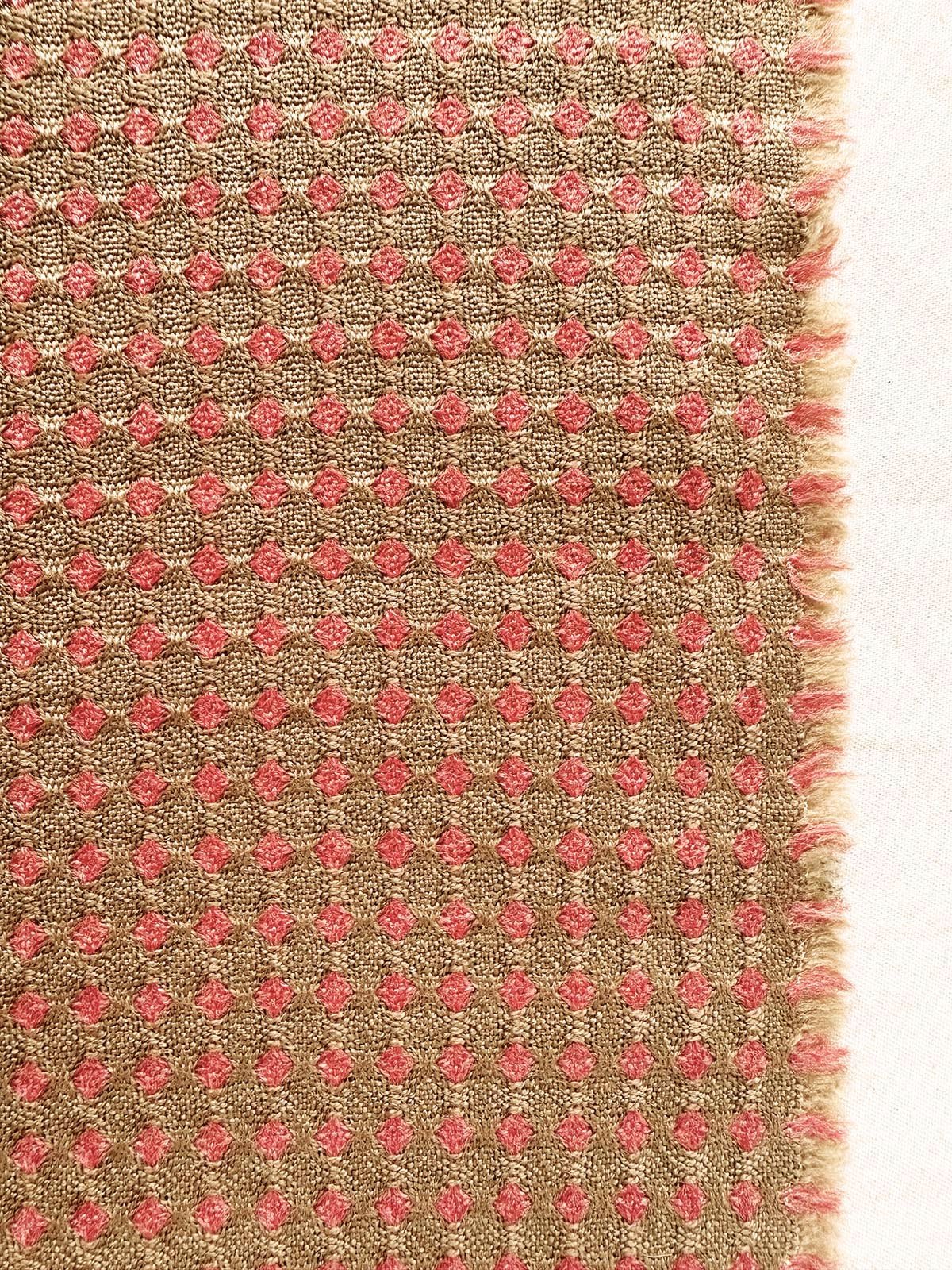 Italian Soft Diamond Dot Weave Woolen in Camel/Salmon - L'Etoffe Fabrics LLC