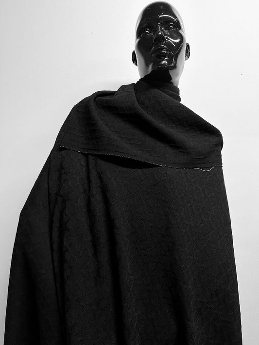 Italian Soft Textured Weave Black Wool - L'Etoffe Fabrics LLC