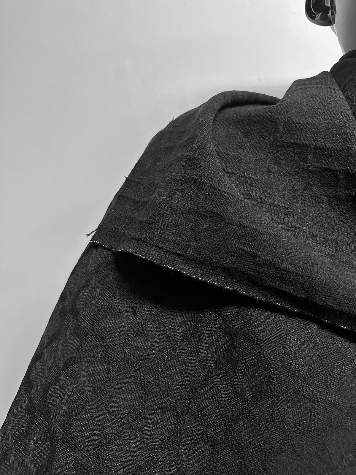 Italian Soft Textured Weave Black Wool - L'Etoffe Fabrics LLC