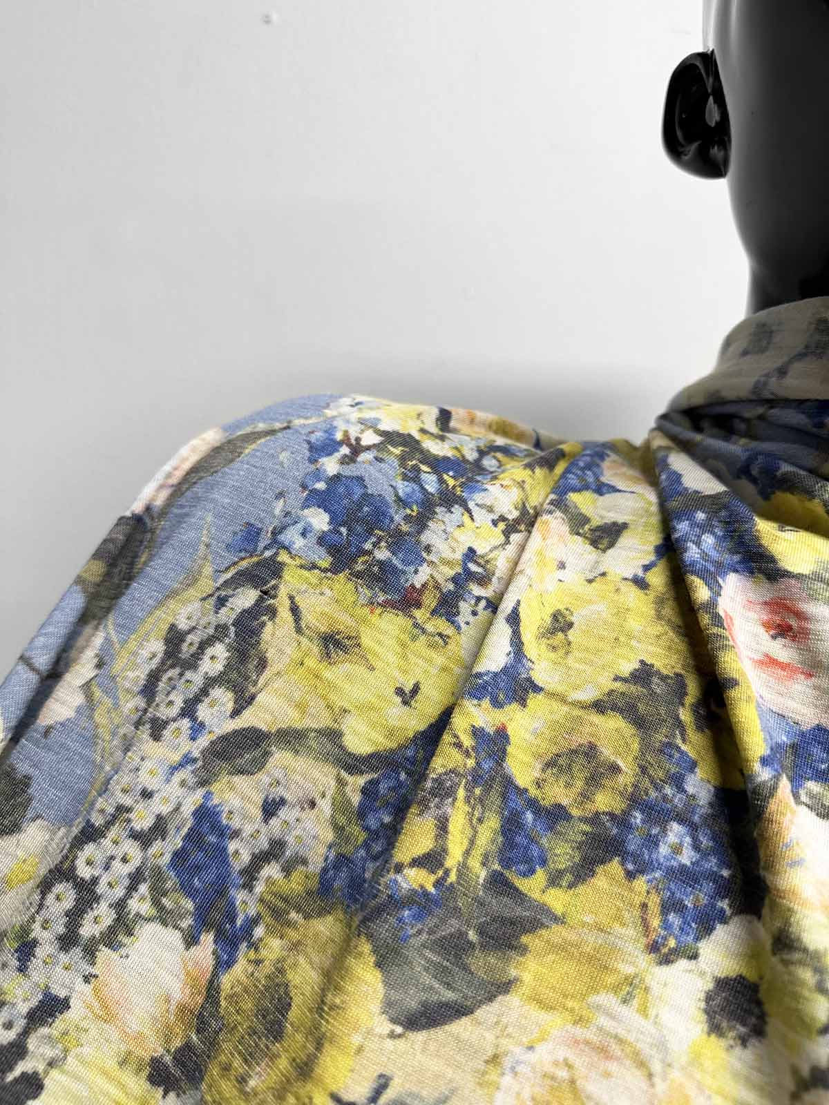 Italian Wool Jersey Floral Print Cool - L'Etoffe Fabrics LLC