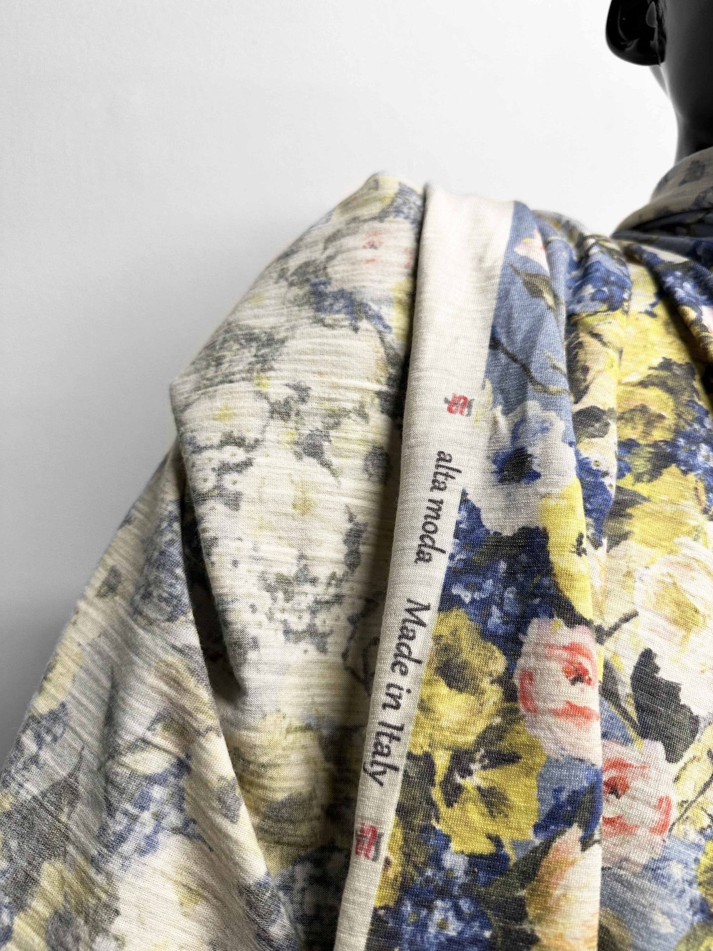 Italian Wool Jersey Floral Print Cool - L'Etoffe Fabrics LLC