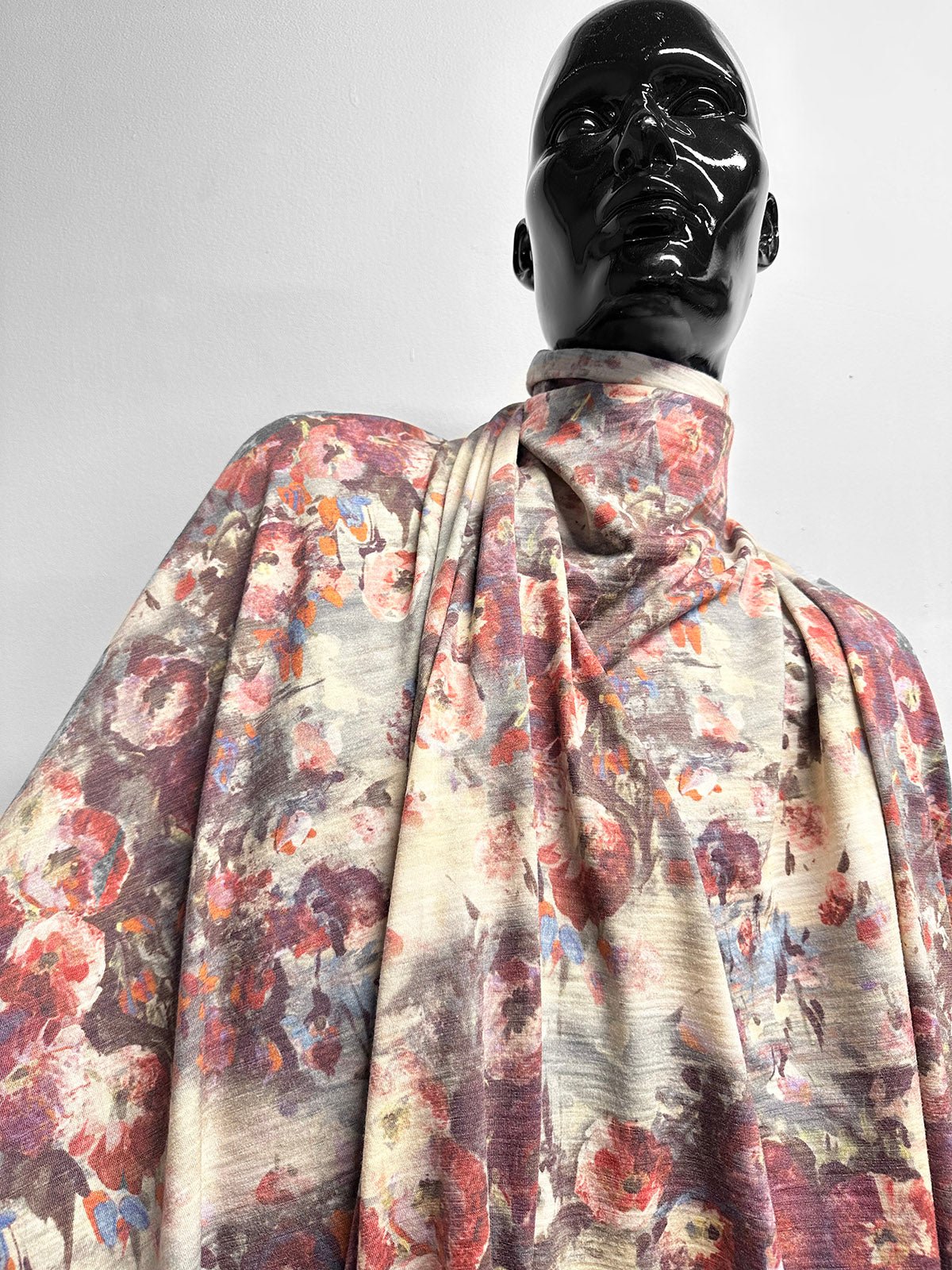 Italian Wool Jersey Floral Print Warm - L'Etoffe Fabrics LLC
