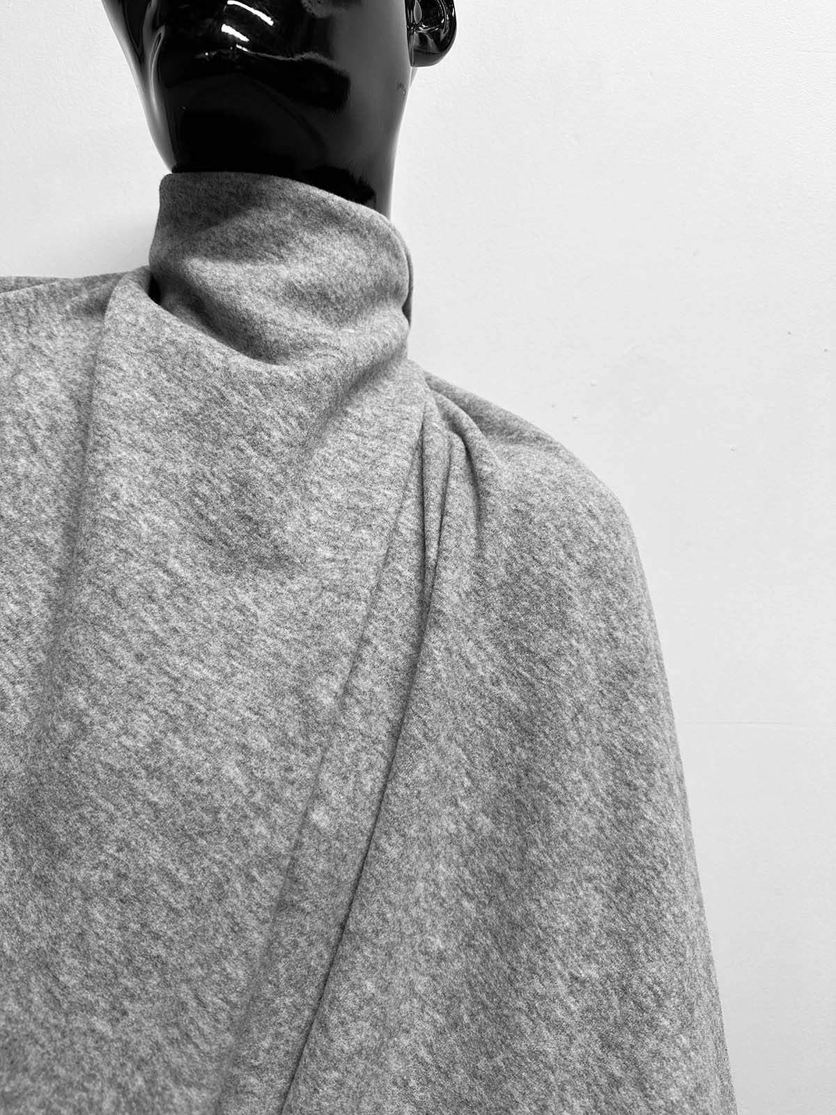 Italian Wool Sweatshirt Fleece Light Grey - L'Etoffe Fabrics LLC