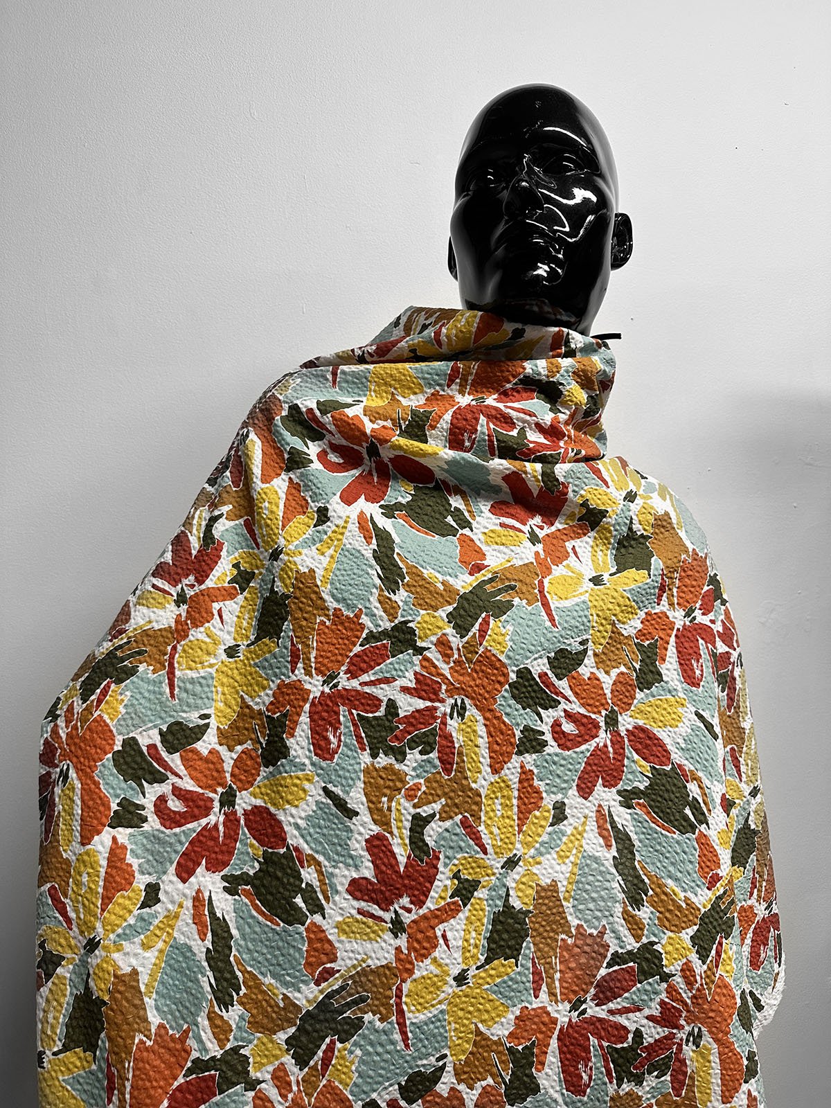Japanese Cotton Seersucker Blue Rider Floral Earth - L'Etoffe Fabrics LLC