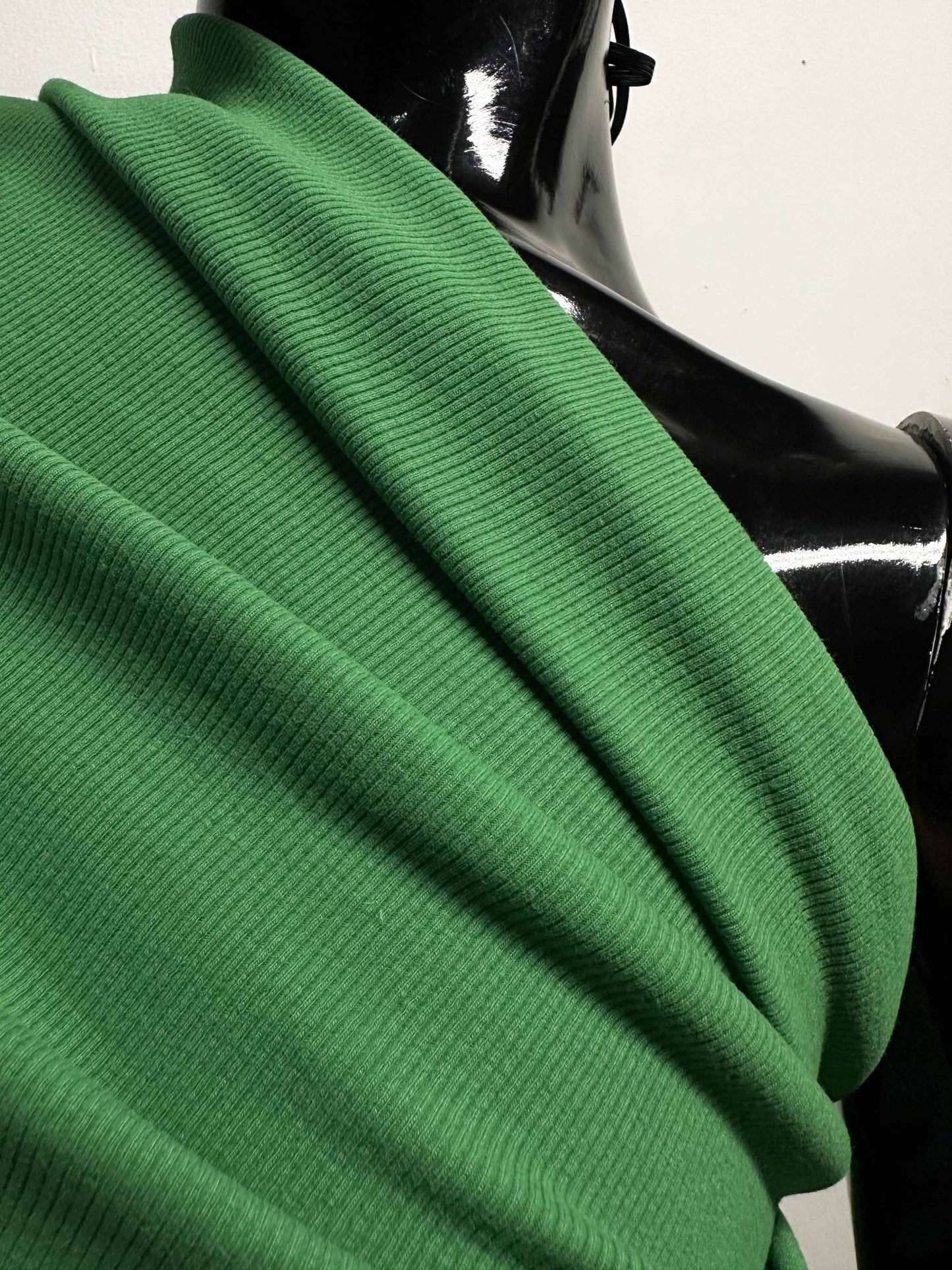 Kelly Green Cotton Ribbed Jersey SMALL FLAW - L'Etoffe Fabrics LLC