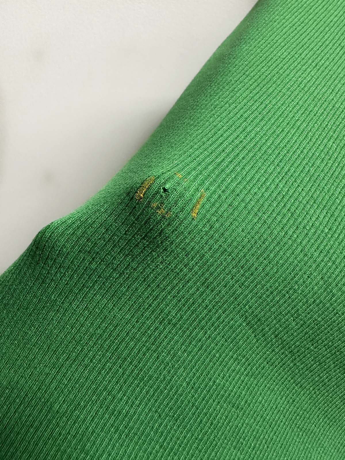 Kelly Green Cotton Ribbed Jersey SMALL FLAW - L'Etoffe Fabrics LLC