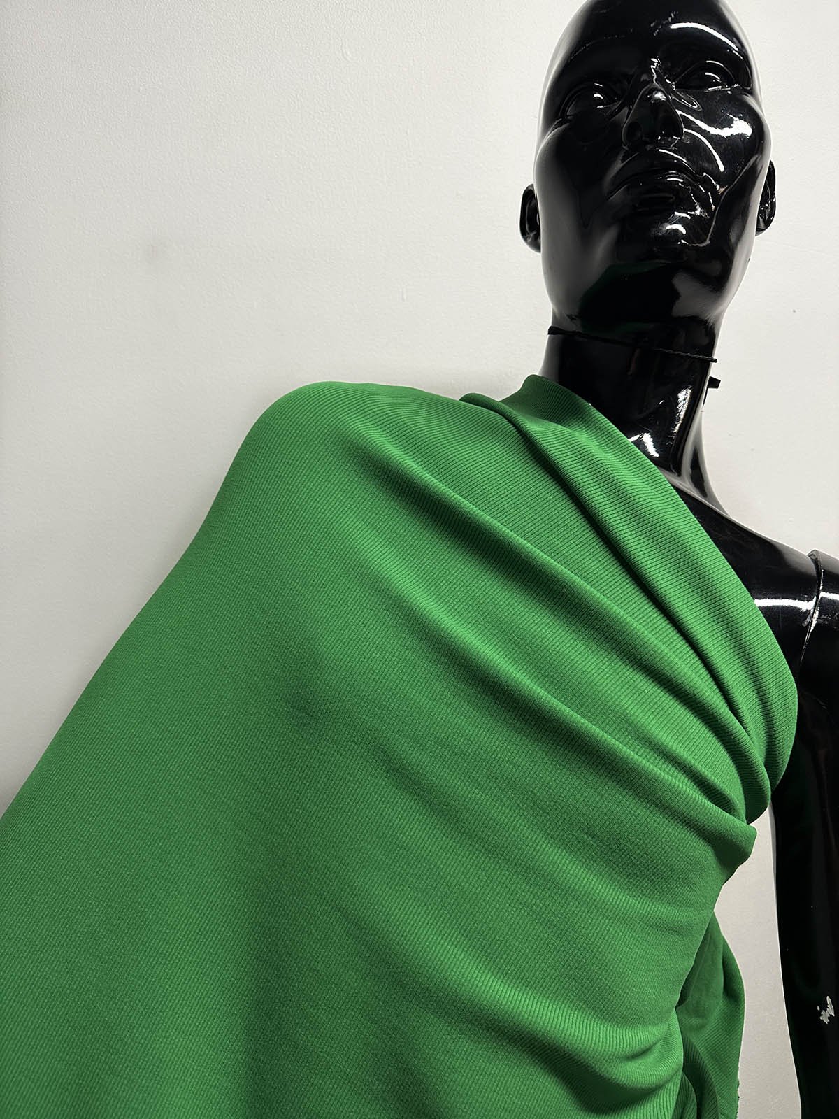 Kelly Green Cotton Ribbed Jersey SMALL FLAW - L'Etoffe Fabrics LLC