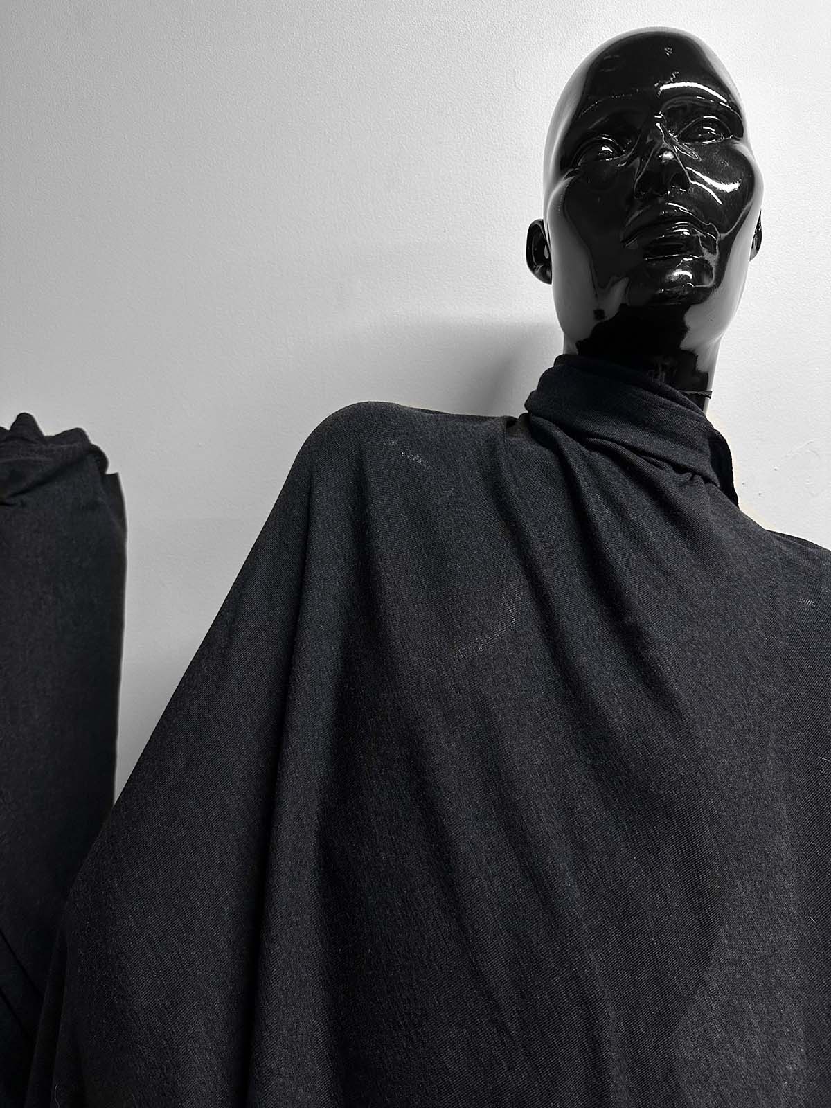 Luxury Italian Charcoal Wool Jersey Light Weight - L'Etoffe Fabrics LLC