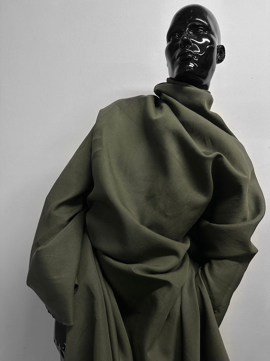 Luxury Italian Olive Linen Cotton Double Weave Suiting - L'Etoffe Fabrics LLC
