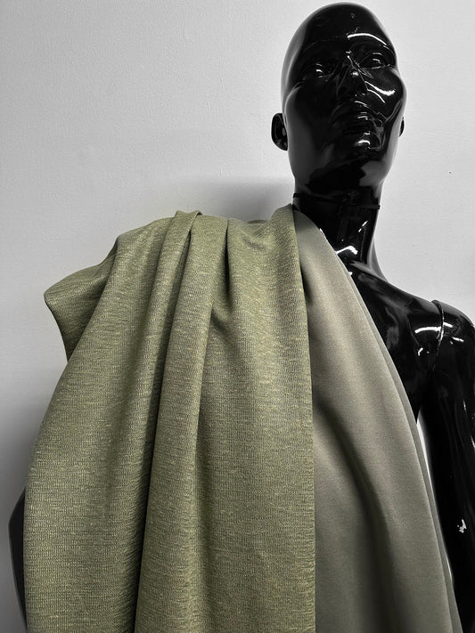 Olive Linen Double Weave Knit - L'Etoffe Fabrics LLC