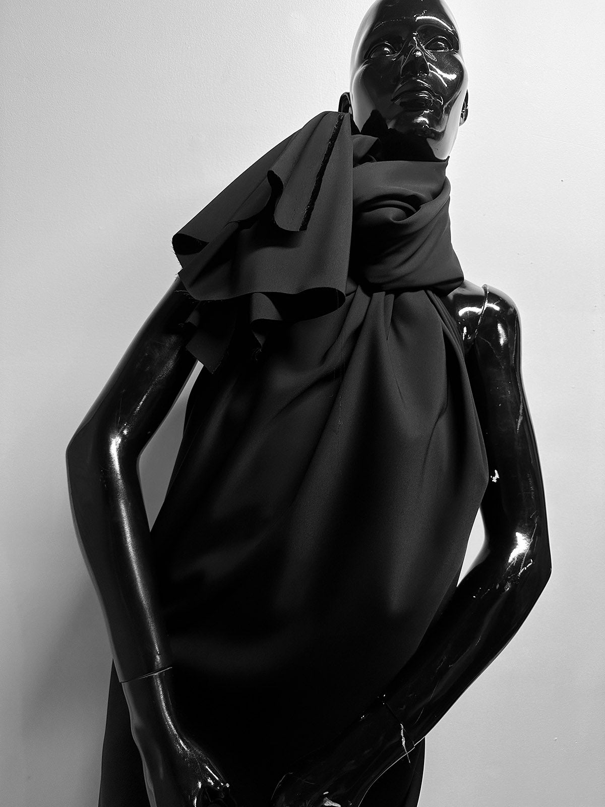 Perfect Black Sateen Stretch Suiting - L'Etoffe Fabrics LLC