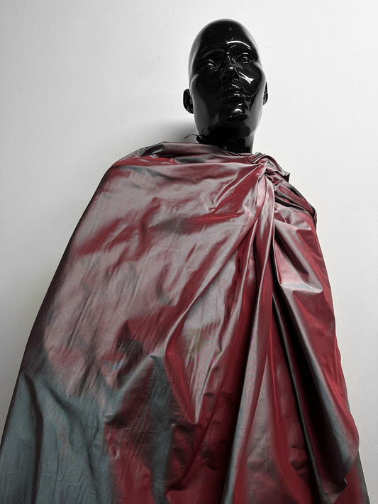 Silk Slubless Dupioni Grey Red - L'Etoffe Fabrics LLC