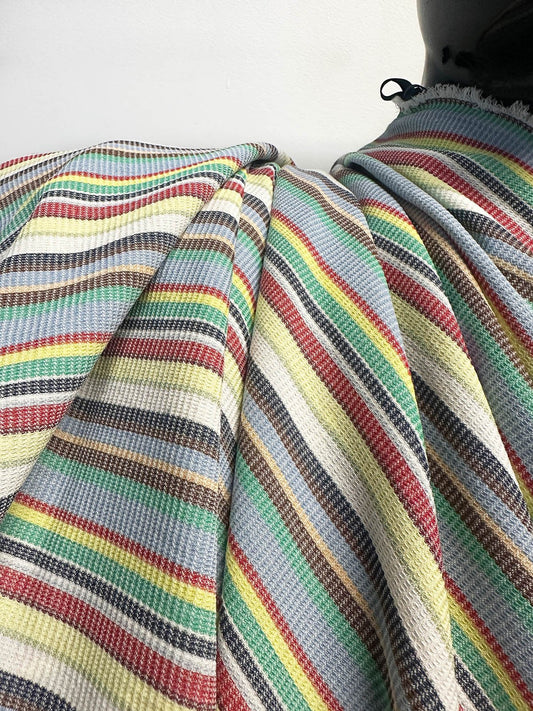Striped Micro Waffle Weave Cotton - L'Etoffe Fabrics LLC