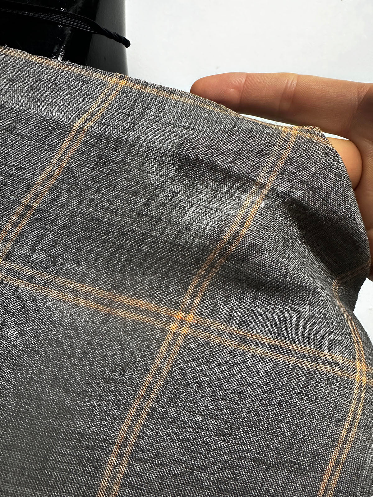 Sunkissed Grey Window Pane Linen Shirting - L'Etoffe Fabrics LLC