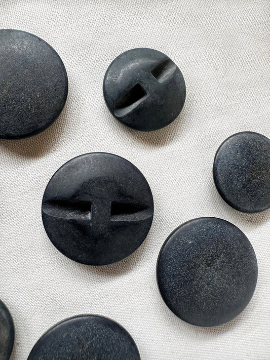 Vintage Italian Charcoal Sand Stone Solid Buttons - L'Etoffe Fabrics LLC