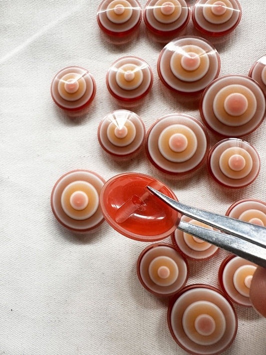 Vintage Italian Coral Disc Buttons - L'Etoffe Fabrics LLC