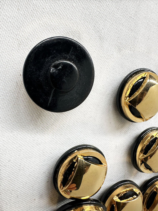 Vintage Italian Deco Gold Buttons Navy - L'Etoffe Fabrics LLC