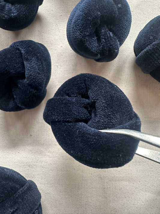 Vintage Italian Midnight Blue Velvet Knot Buttons - L'Etoffe Fabrics LLC