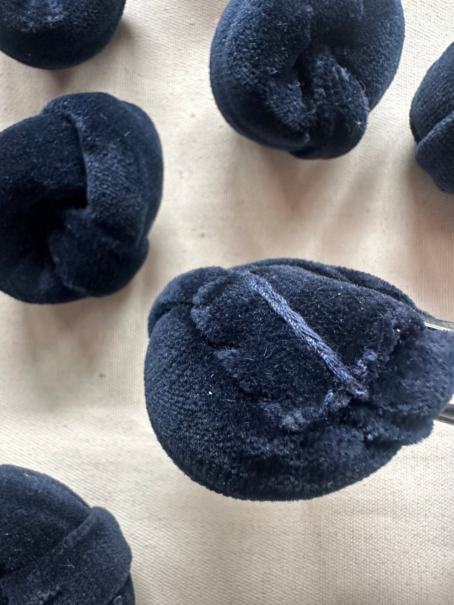 Vintage Italian Midnight Blue Velvet Knot Buttons - L'Etoffe Fabrics LLC