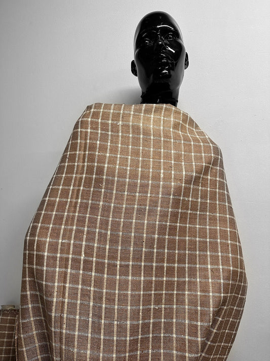 Vintage Raw Silk Check With Faded Fold - L'Etoffe Fabrics LLC