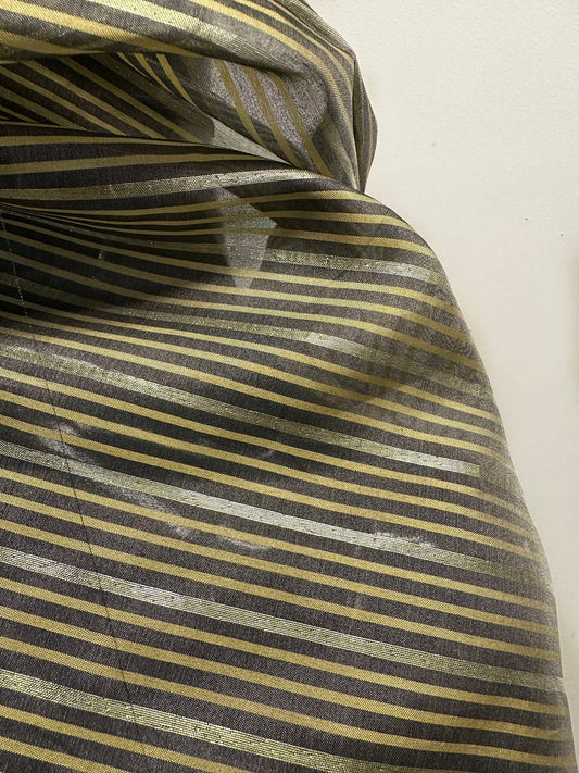 Vintage Striped Gold Organza - L'Etoffe Fabrics LLC