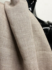 1 7/8 Yards Soft Drape Oatmeal Glenplaid Linen - L'Etoffe Fabrics LLC
