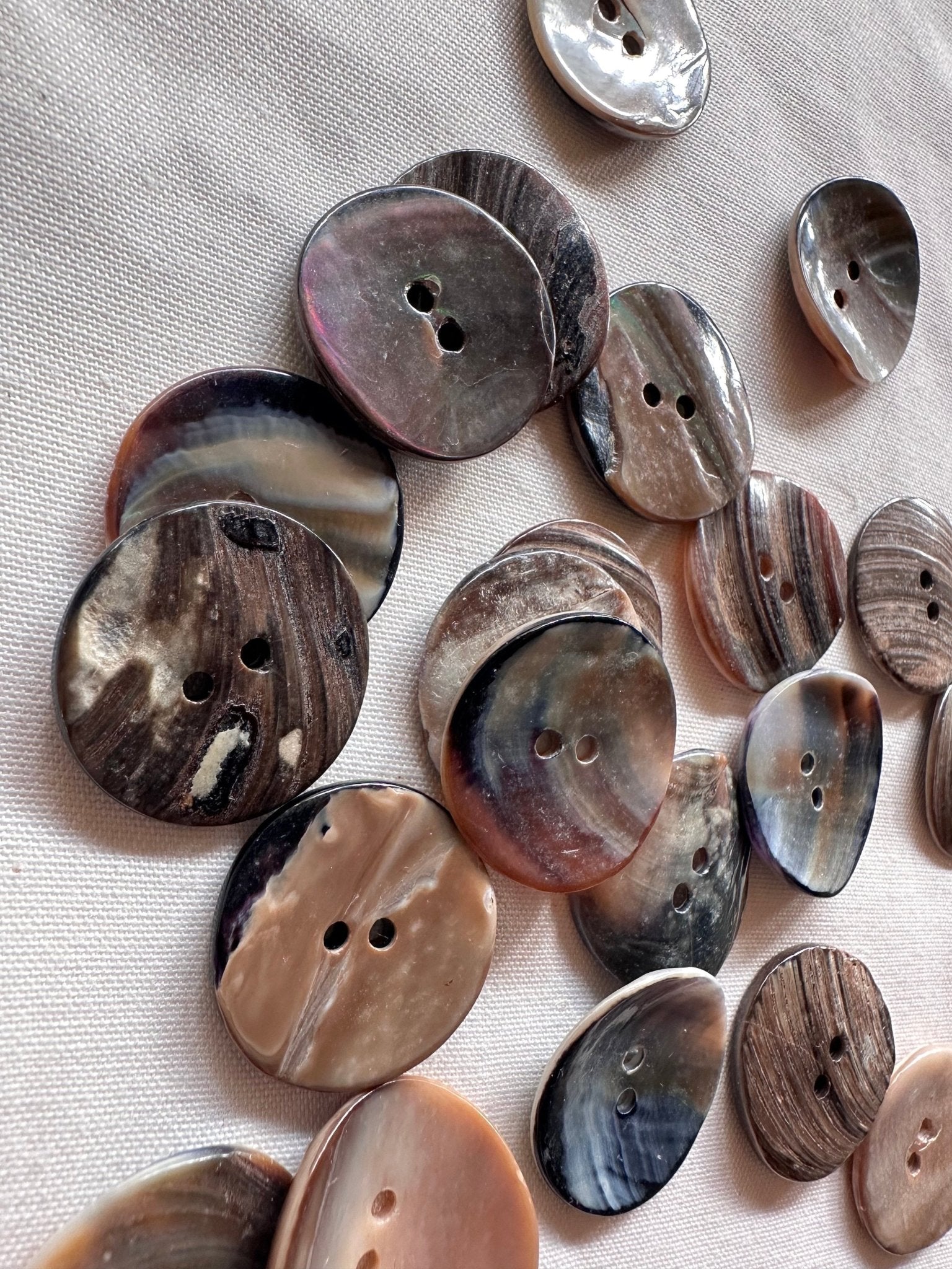 1" Large Irregular Shell Buttons per dozen - L'Etoffe Fabrics LLC