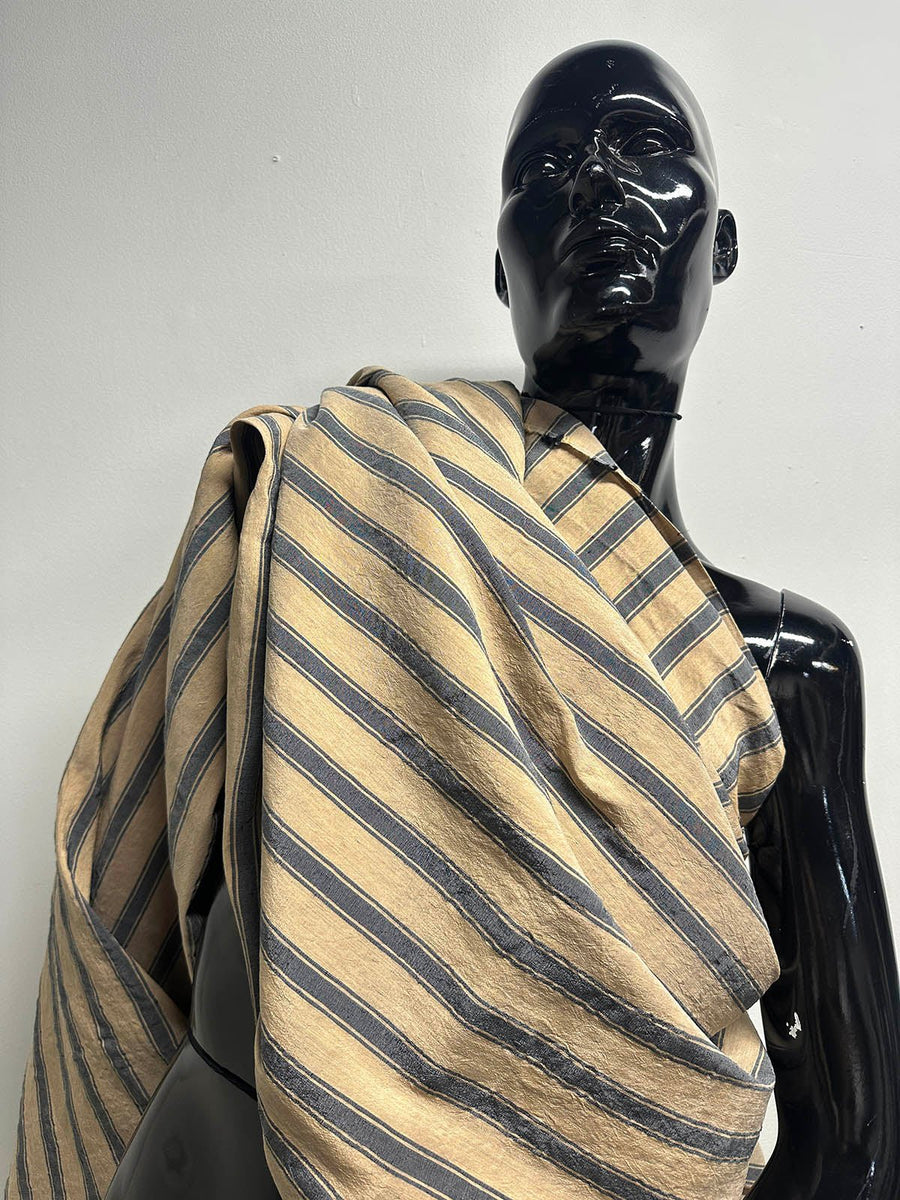 1 Yard and 16" BC Striped Sandwashed Raw Summer Fabric - L'Etoffe Fabrics LLC