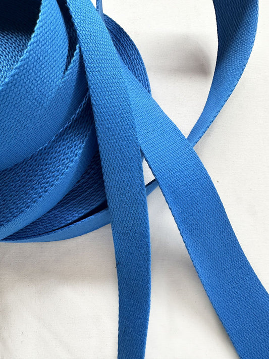 100% Sky Blue Cotton Webbing Made In France - L'Etoffe Fabrics LLC