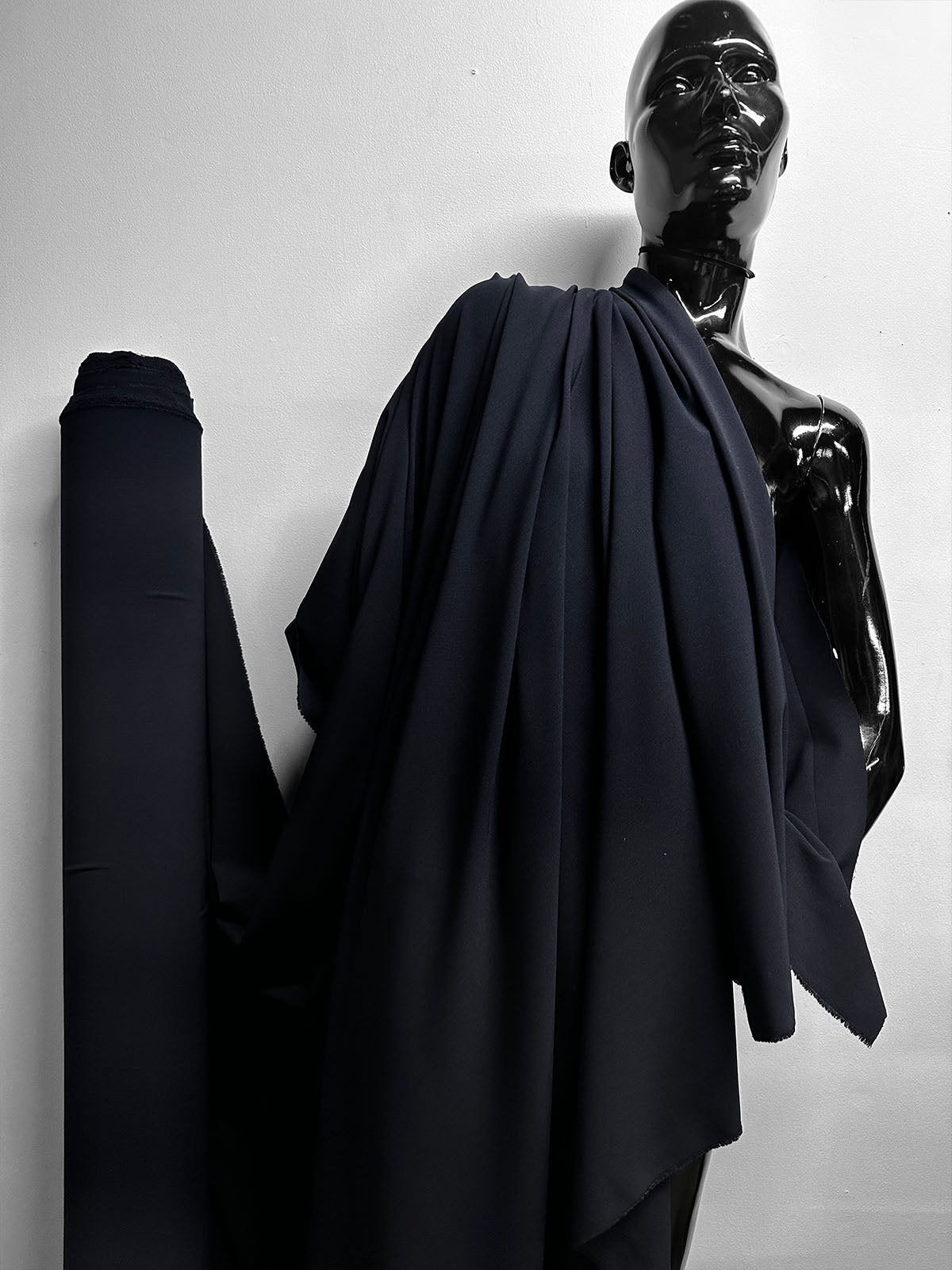 100% Virgin Tropical Wool In Midnight - L'Etoffe Fabrics LLC