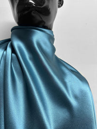 2 3/8 Yards Silk Teal 4 Ply Satin Back Crepe - L'Etoffe Fabrics LLC