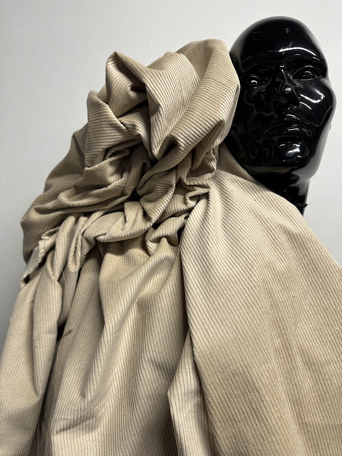 2 5/8 Yards BC Sample Cuts Light Taupe Cotton Summer Wide Wale Corduroy - L'Etoffe Fabrics LLC