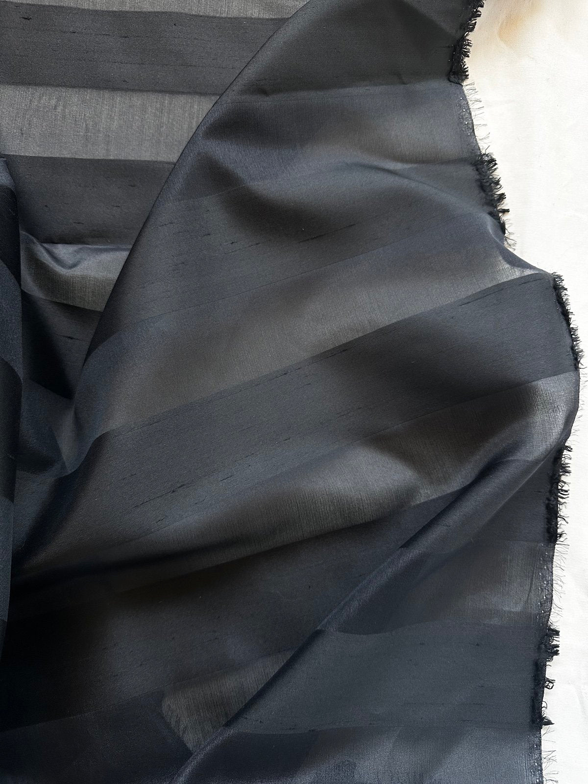 2 5/8 Yards Ruffo Coli Couture Essentials Black Sateen Stripes - L'Etoffe Fabrics LLC