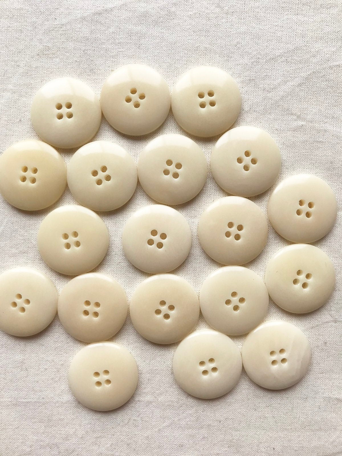 2 Sizes Glossy Warm Ivory Buttons - L'Etoffe Fabrics LLC