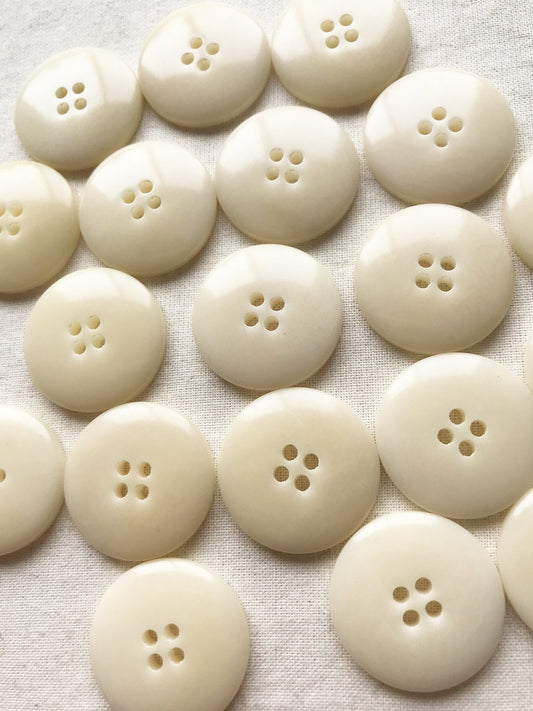 2 Sizes Glossy Warm Ivory Buttons - L'Etoffe Fabrics LLC