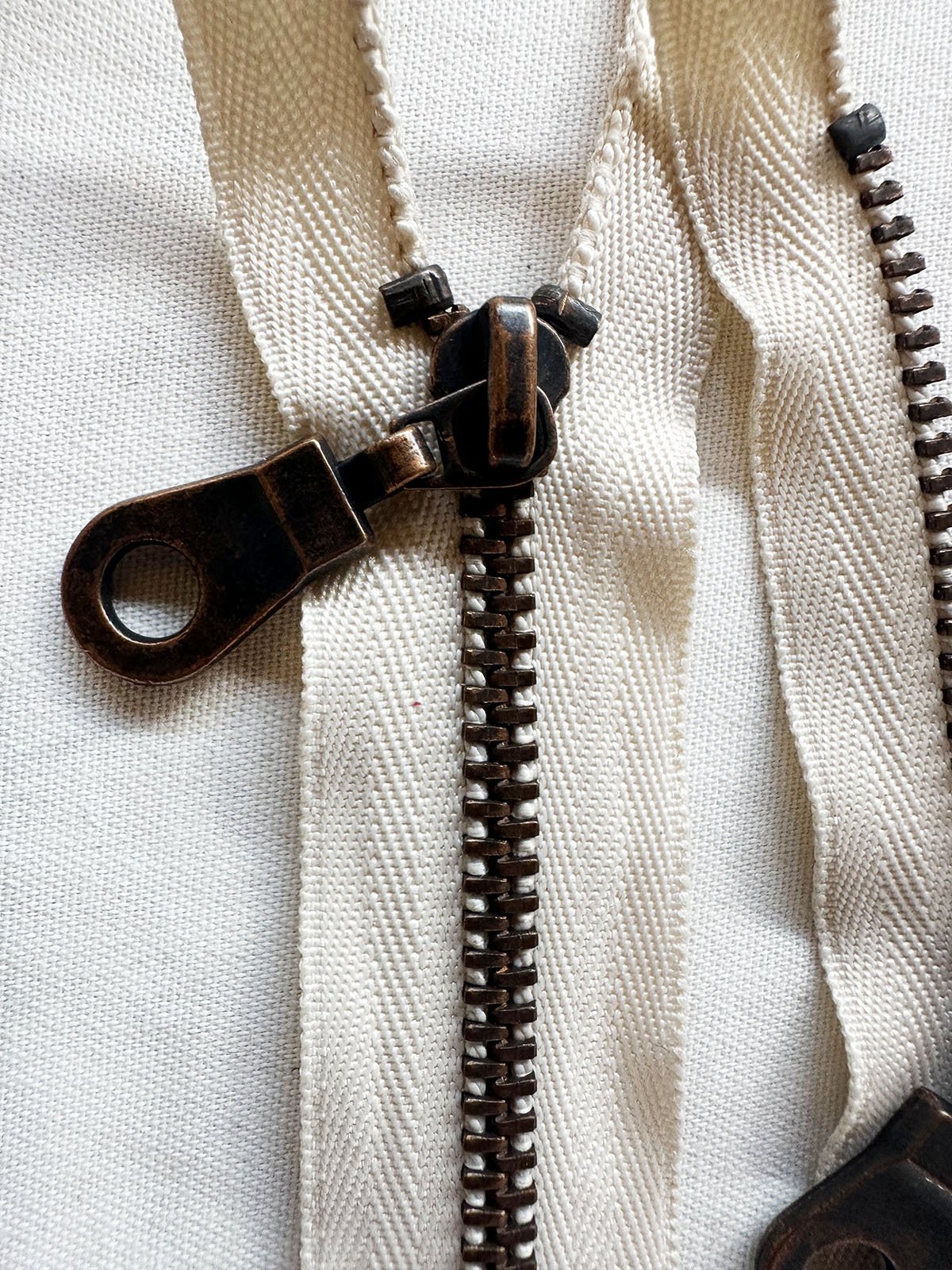 2 Way Jacket Zipper Antique Brass - L'Etoffe Fabrics LLC