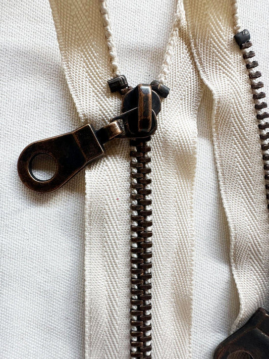 2 Way Jacket Zipper Antique Brass - L'Etoffe Fabrics LLC