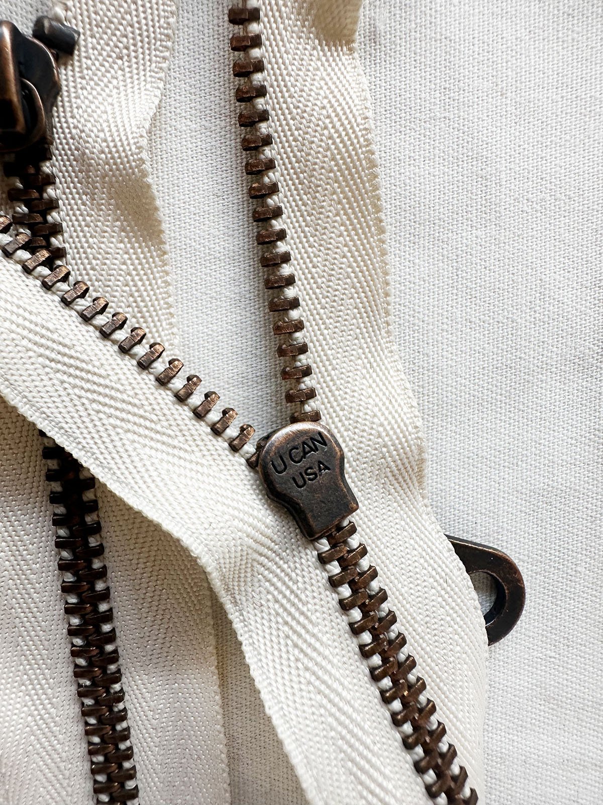 2 Way Jacket Zipper Antique Brass - L'Etoffe Fabrics LLC