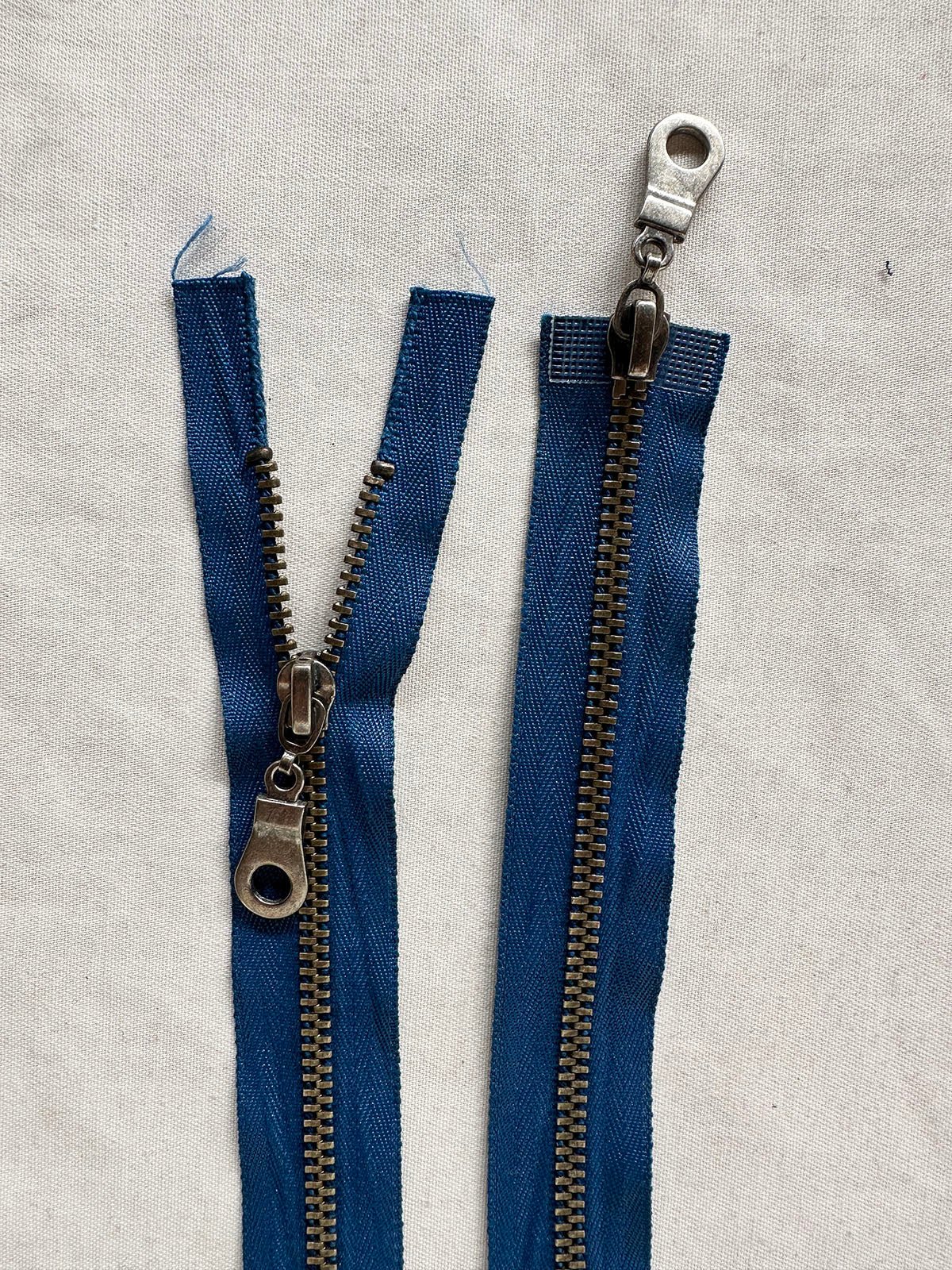 2 Way Marine Blue Antique Nickel Jacket Zipper - L'Etoffe Fabrics LLC
