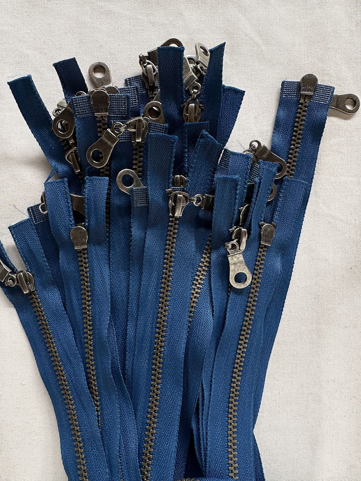 2 Way Marine Blue Antique Nickel Jacket Zipper - L'Etoffe Fabrics LLC