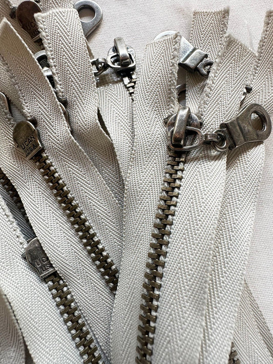 2 Way Separating 16.5" Stone Antique Nickel Zipper - L'Etoffe Fabrics LLC