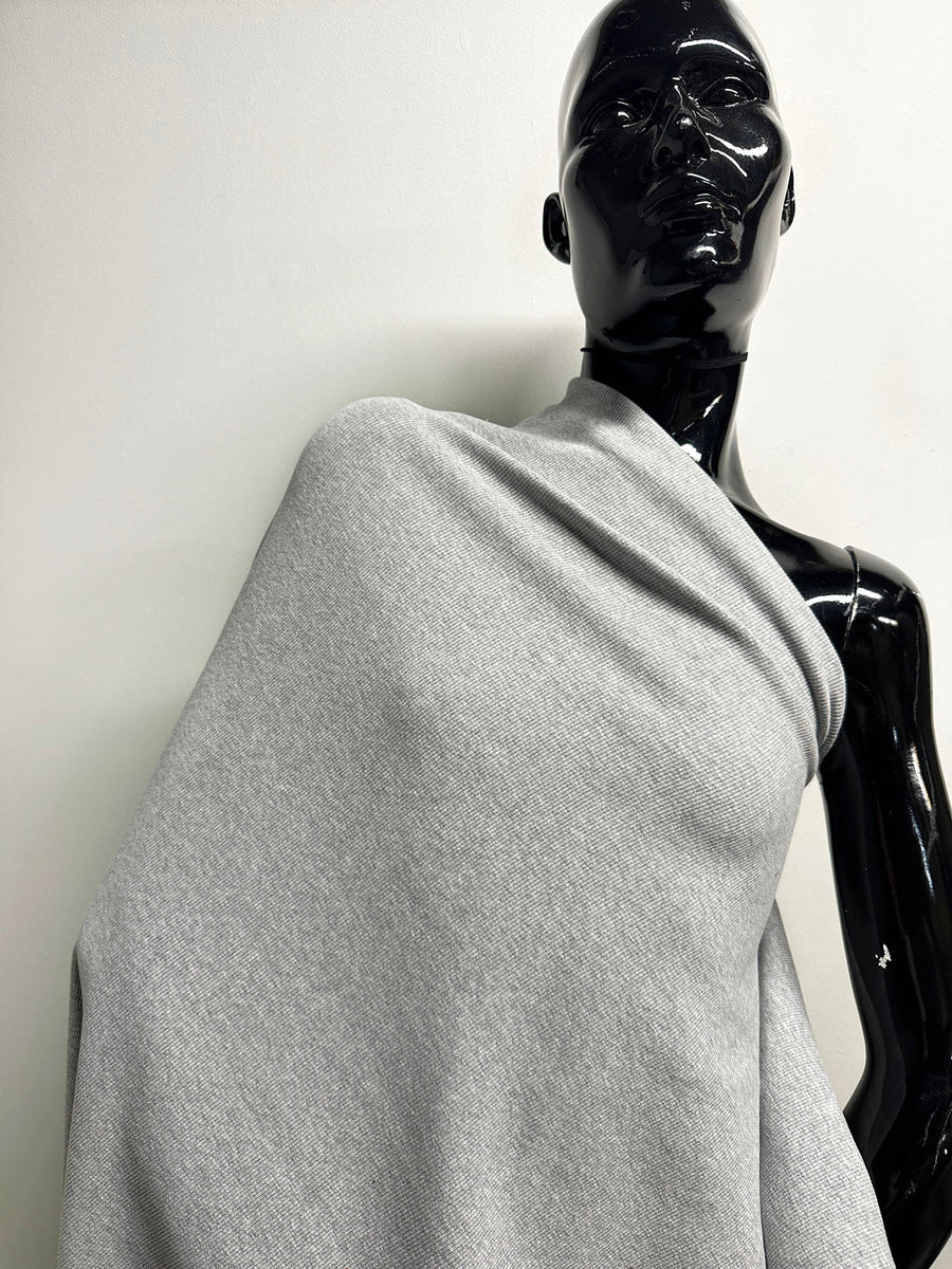 2 Yard Cut Heathered Grey Ribbed Jersey - L'Etoffe Fabrics LLC