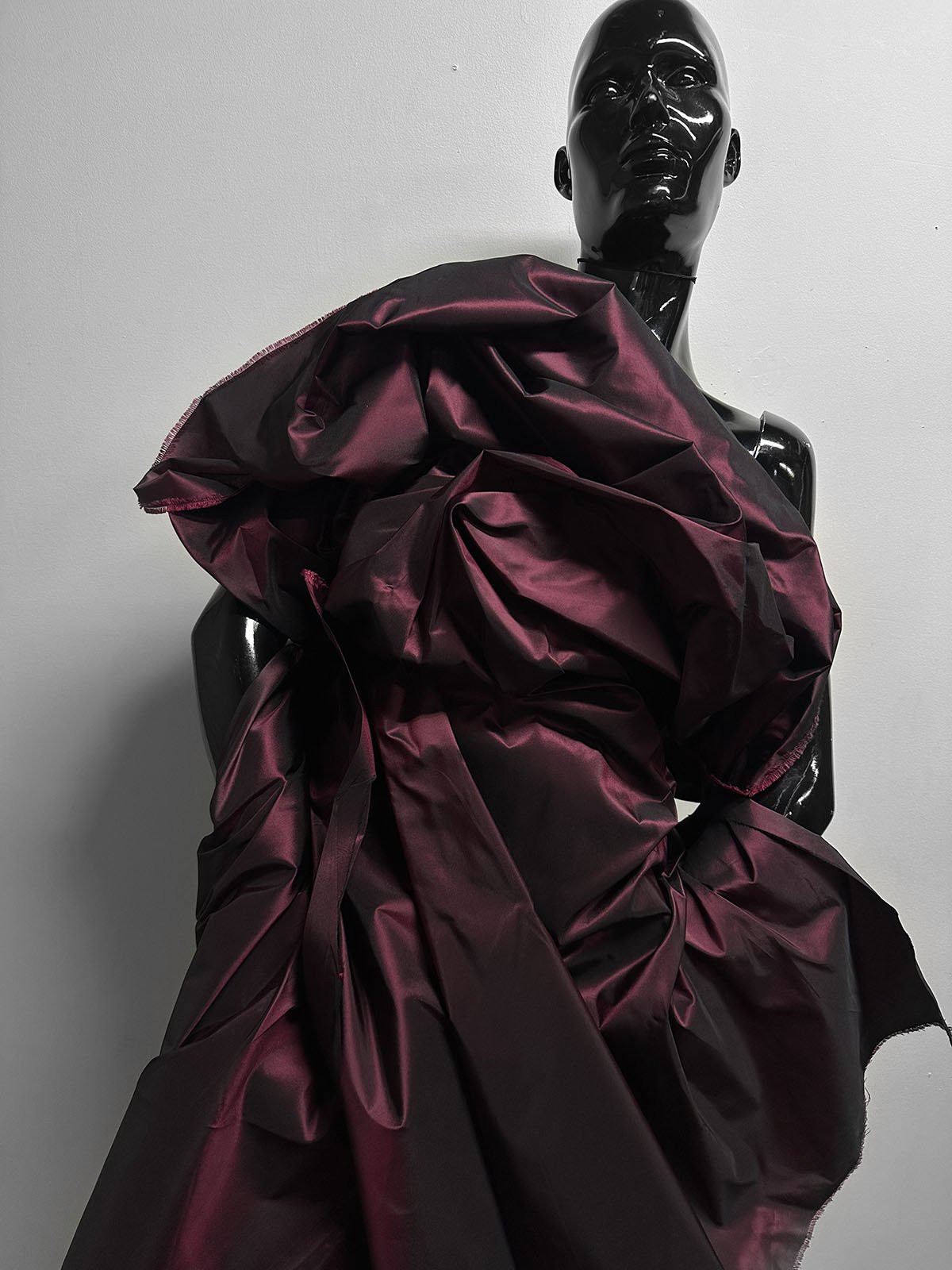 2 Yards 20" Silk Slubless Dupioni Cabernet - L'Etoffe Fabrics LLC