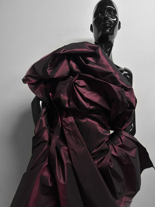 2 Yards 20" Silk Slubless Dupioni Cabernet - L'Etoffe Fabrics LLC